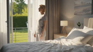 Beginner practicing intermittent fasting with calm morning routine